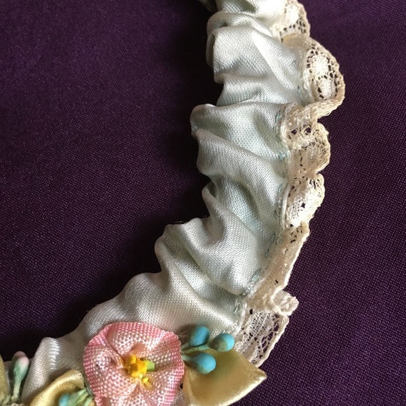 Antique Floral Garter, Hand Sewn, French Millinery Flowers - Picture 6 of 8